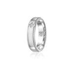 Diamond Accent Polished Finish Bevelled Edge 6-7 mm Wedding Ring in White Gold