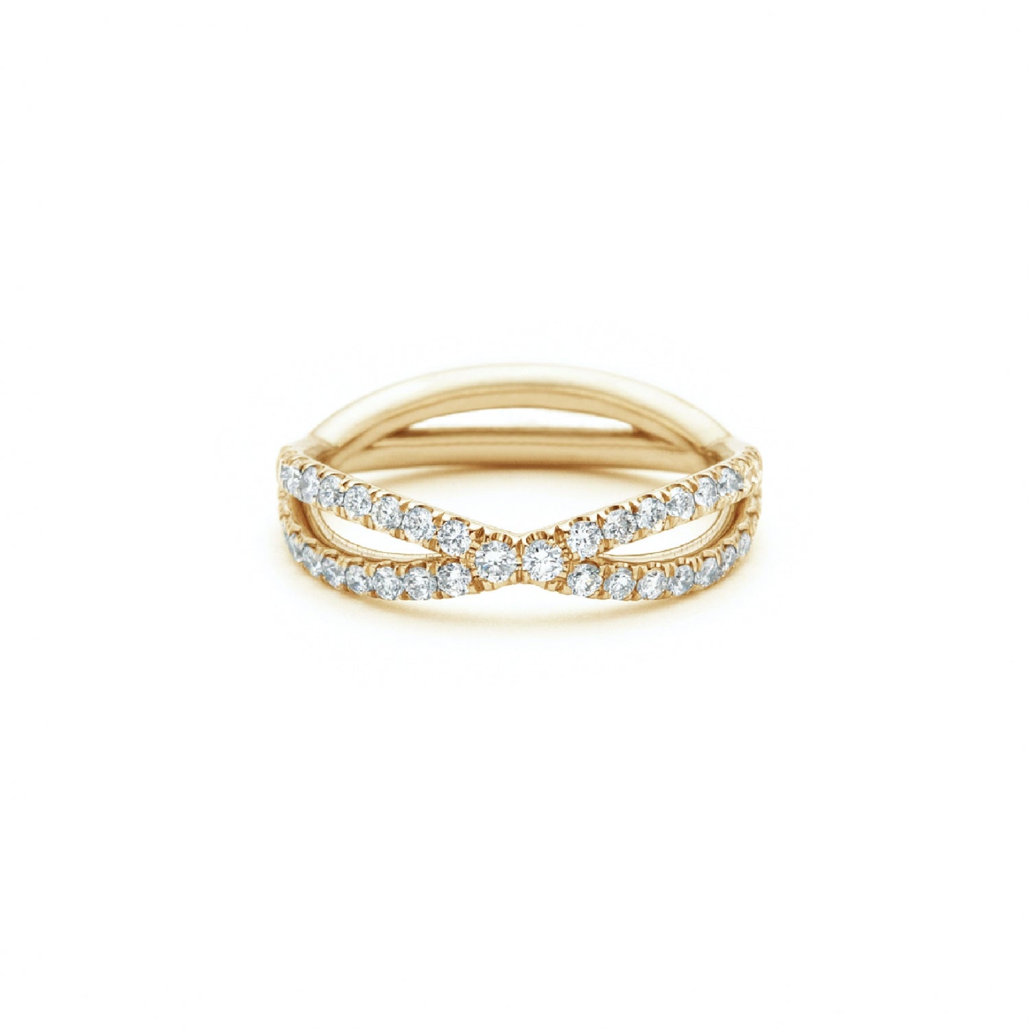 Diamond Pavé Crossover Eternity Ring in Yellow Gold