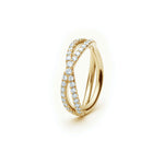 Diamond Pavé Crossover Eternity Ring in Yellow Gold Side View