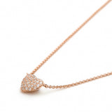 Diamond Pavé Heart Necklace in Rose Gold Side View