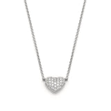 Diamond Pavé Heart Necklace in White Gold