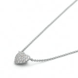 Diamond Pavé Heart Necklace in White Gold Side View
