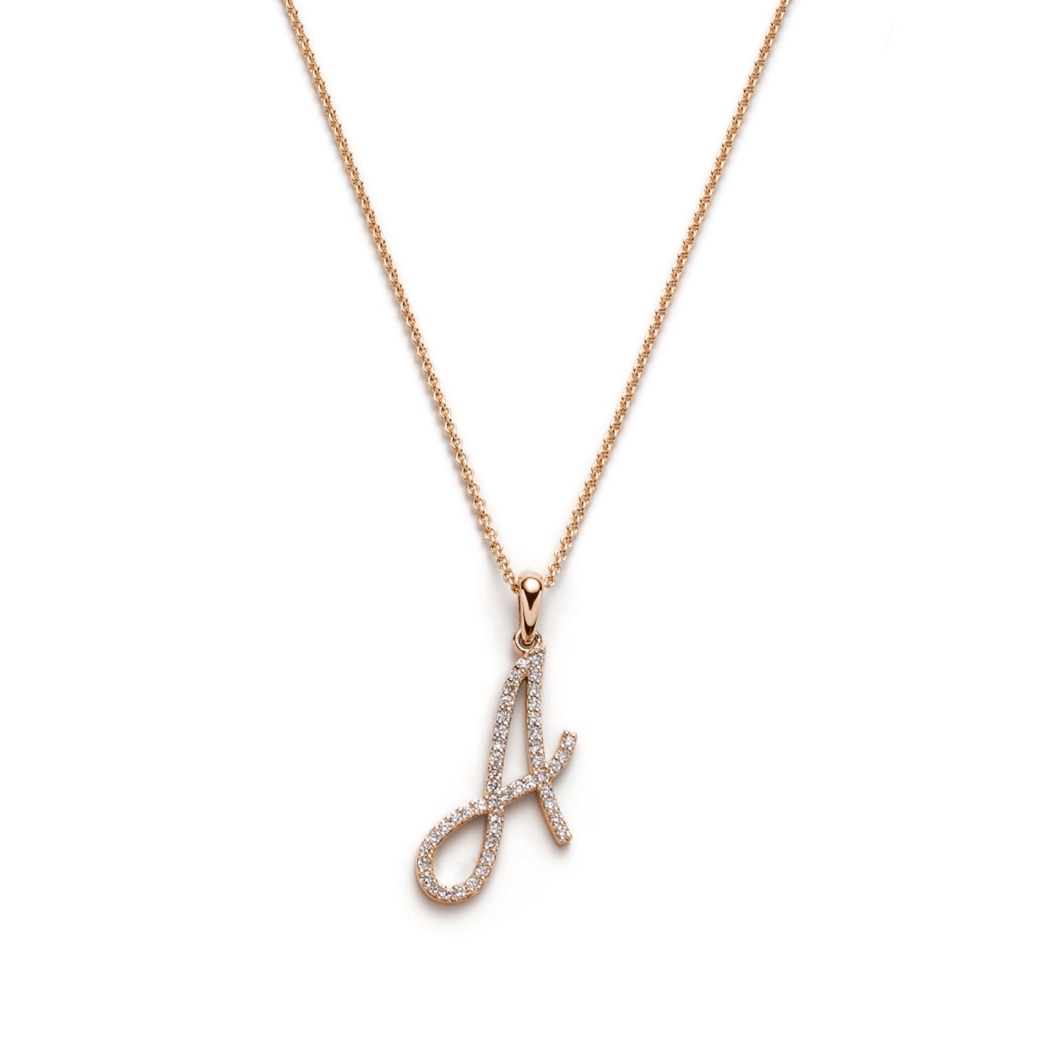 Diamond Pavé Initial Pendant in Rose Gold