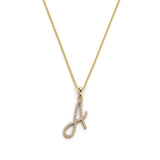 Diamond Pavé Initial Pendant in Yellow Gold