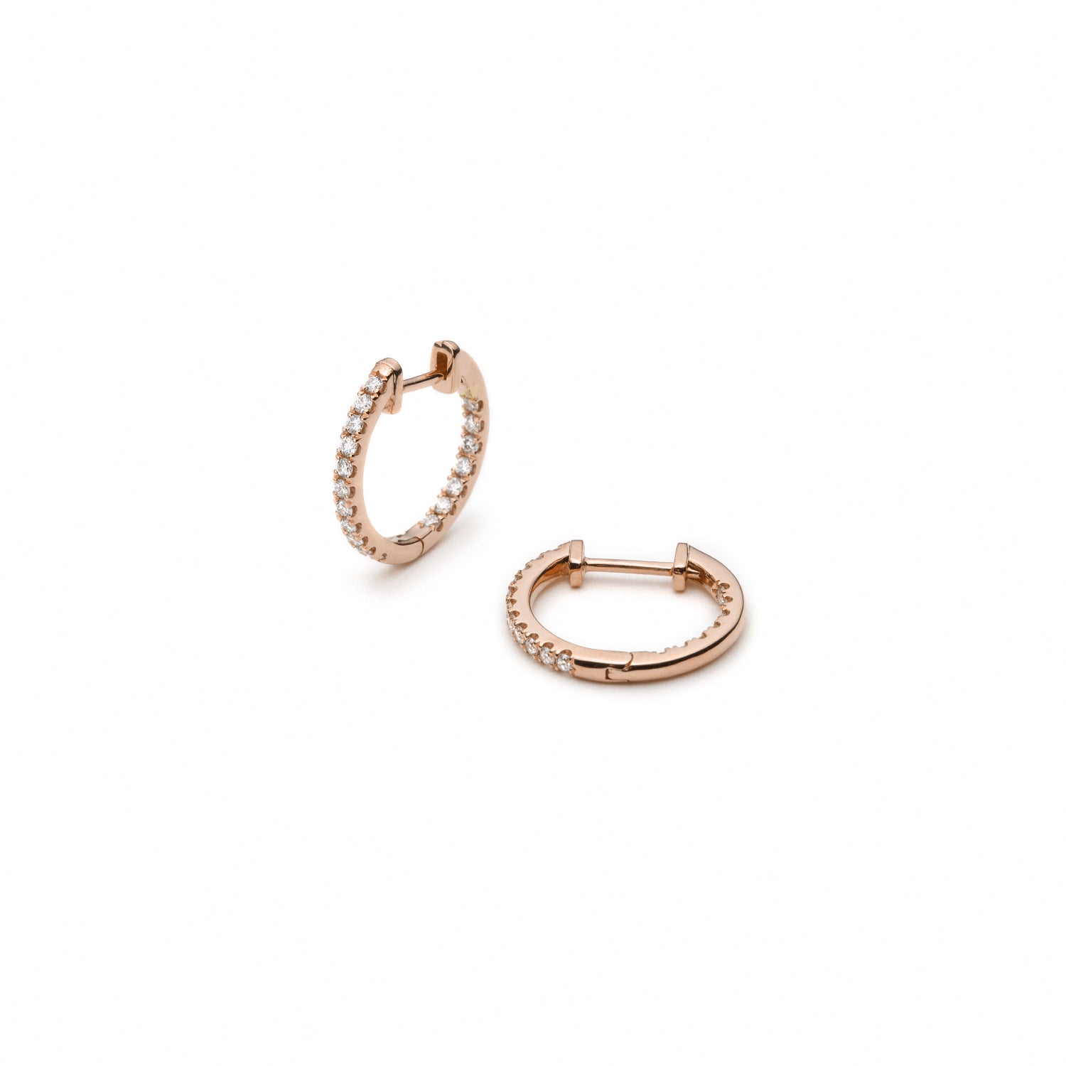 Diamond Pavé Inside-Out Hoop Earrings in Rose Gold