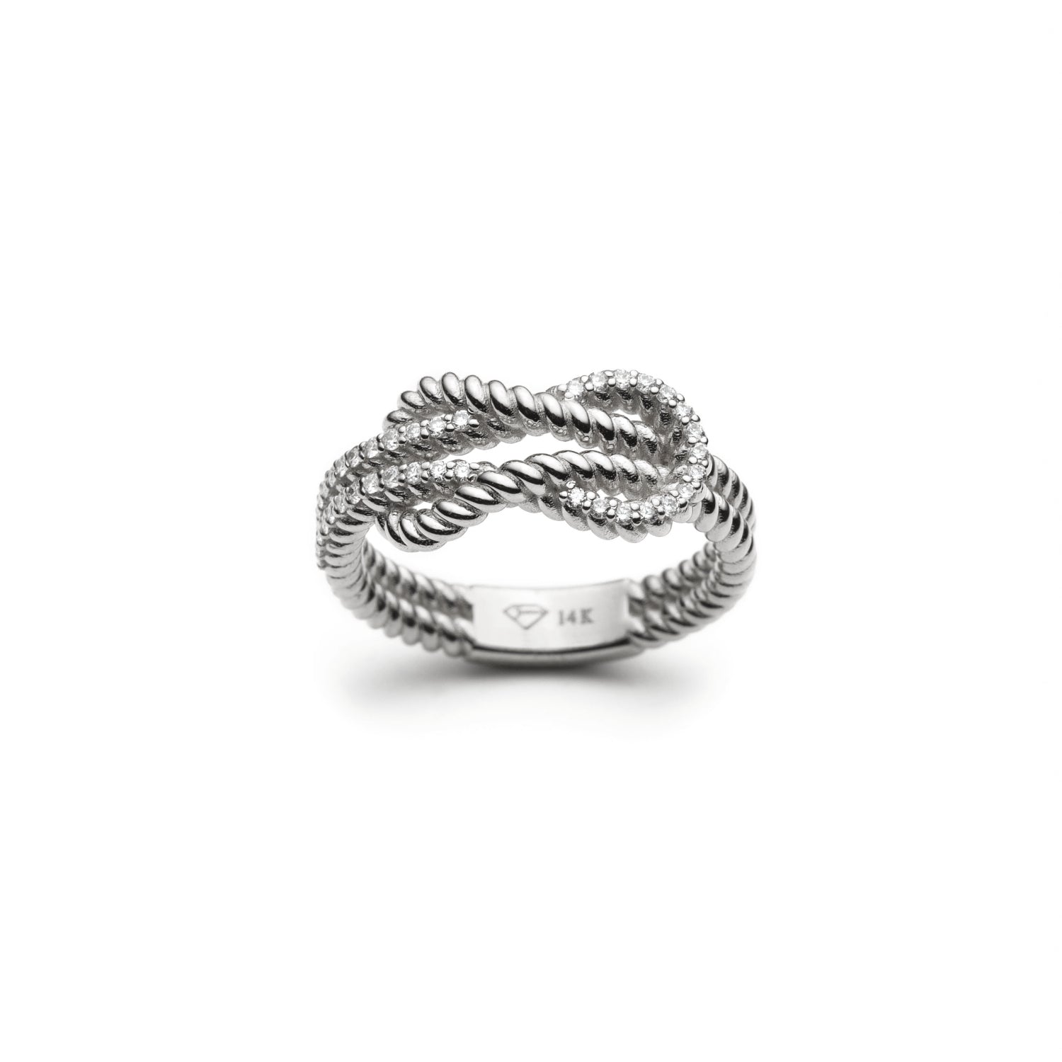 Diamond Pavé Love Knot Ring in White Gold