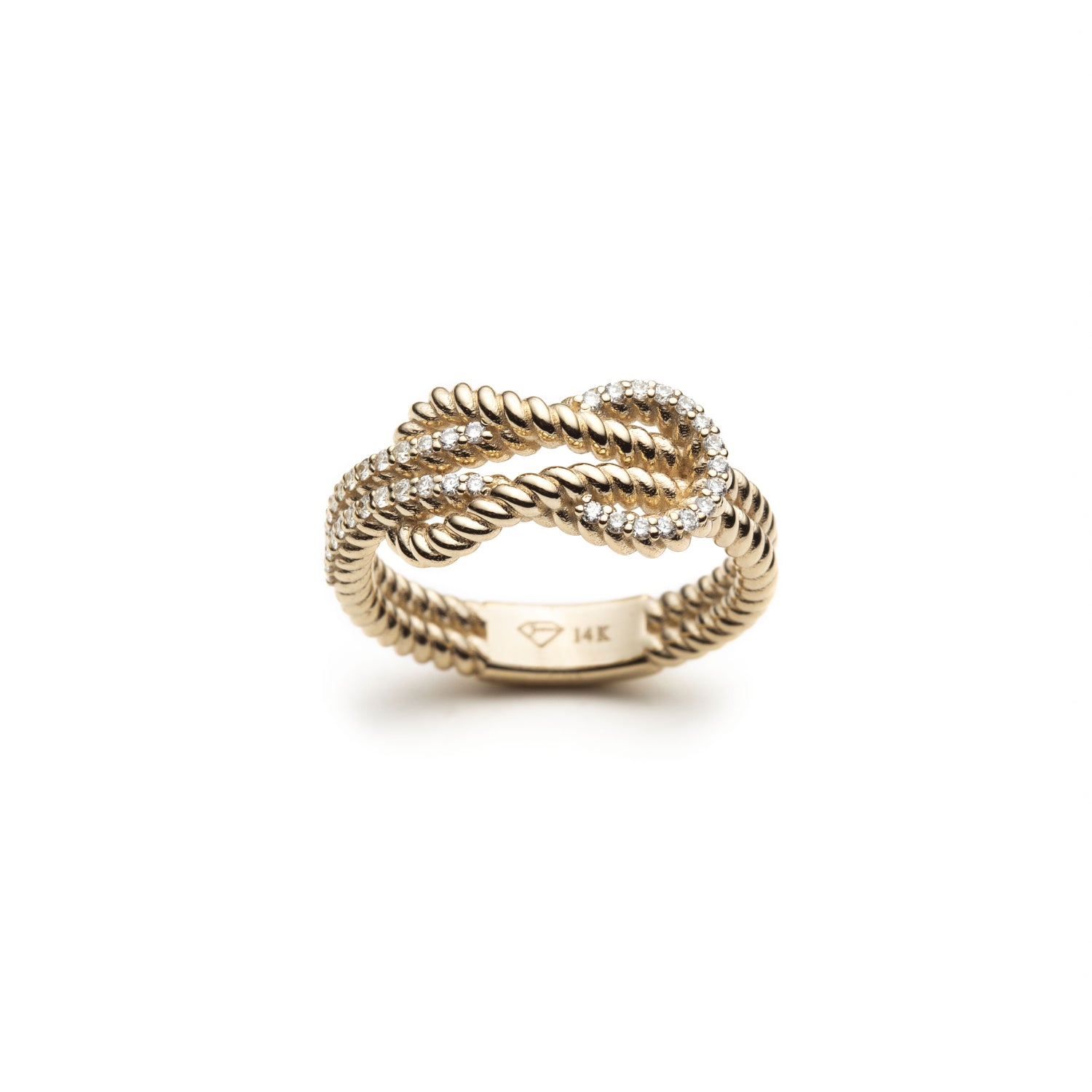 Diamond Pavé Love Knot Ring in Yellow Gold