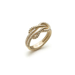 Diamond Pavé Love Knot Ring in Yellow Gold Side View