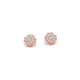 Diamond Pavé Mini Step Motif Stud Earrings in Rose Gold