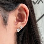 Diamond Pavé Mini Step Motif Stud Earrings on a Model