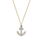 Diamond Pavé Nautical Anchor Two-Tone Gold Necklace