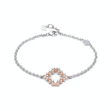 Diamond Pavé Reversible Step Motif Two-Tone Gold Bracelet in Rose and White Gold