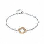 Diamond Pavé Reversible Step Motif Two-Tone Gold Bracelet in Yellow and White Gold