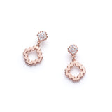 Diamond Pavé Step Motif Drop Earrings in Rose Gold