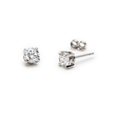 Round Cut Diamond Four Prong Basket Stud Earrings