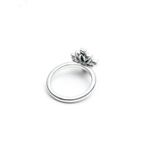 Double-Sided Rose Cut Black Onyx and White Sapphire Step Motif Ring in White Gold Side View
