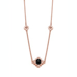 Double-Sided Rose Cut Single Black Onyx Step Motif Necklace in Rose Gold