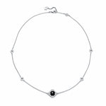 Double-Sided Rose Cut Single Black Onyx Step Motif Necklace in Sterling Silver