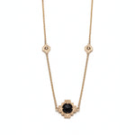 Double-Sided Rose Cut Single Black Onyx Step Motif Necklace in Yellow Gold
