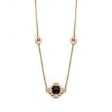 Double-Sided Rose Cut Single Black Onyx Step Motif Necklace in Yellow Gold