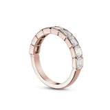 Emerald Cut Diamond Half-Bezel Semi-Eternity Band