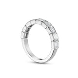 Emerald Cut Diamond Half-Bezel Semi-Eternity Band