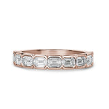 Emerald Cut Diamond Half-Bezel Semi-Eternity Band