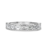 Emerald Cut Diamond Half-Bezel Semi-Eternity Band