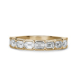 Emerald Cut Diamond Half-Bezel Semi-Eternity Band