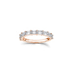Emerald Cut Diamond Shared Prong Half-Eternity Ring in Rose Gold
