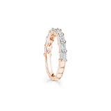 Emerald Cut Diamond Shared Prong Half-Eternity Ring in Rose Gold Side View