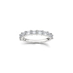 Emerald Cut Diamond Shared Prong Half-Eternity Ring in White Gold