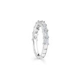 Emerald Cut Diamond Shared Prong Half-Eternity Ring in White Gold Side View