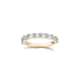 Emerald Cut Diamond Shared Prong Half-Eternity Ring in Yellow Gold