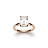 Emerald Cut Diamond Solitaire Engagement Ring in Rose Gold Front View