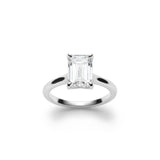 Emerald Cut Diamond Solitaire Engagement Ring in White Gold Front View