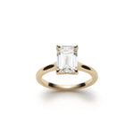 Emerald Cut Diamond Solitaire Engagement Ring in Yellow Gold Front View