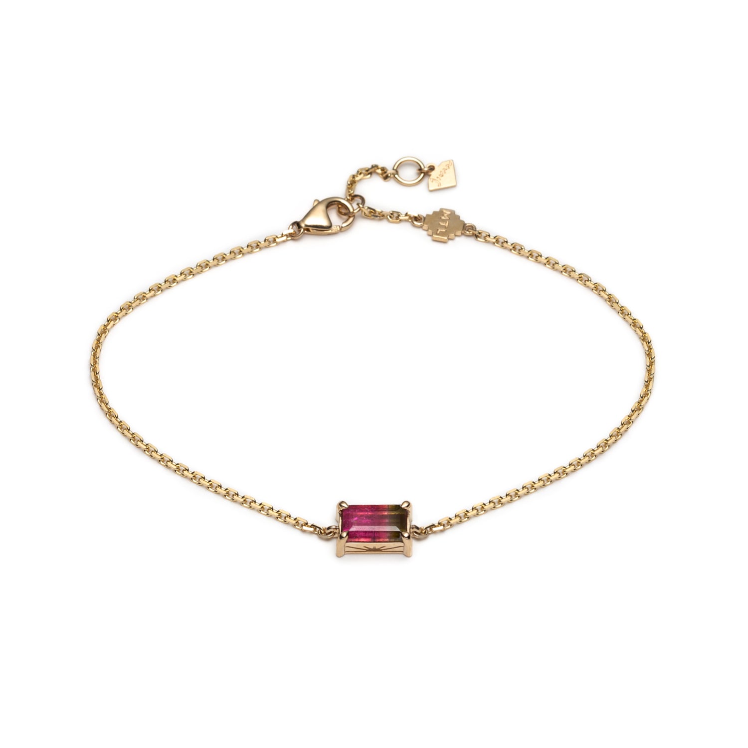 Emerald Cut Watermelon Tourmaline Bracelet