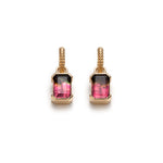 Emerald Cut Watermelon Tourmaline Drop Earrings