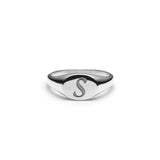 Engraved Initial Signet Ring in White Gold