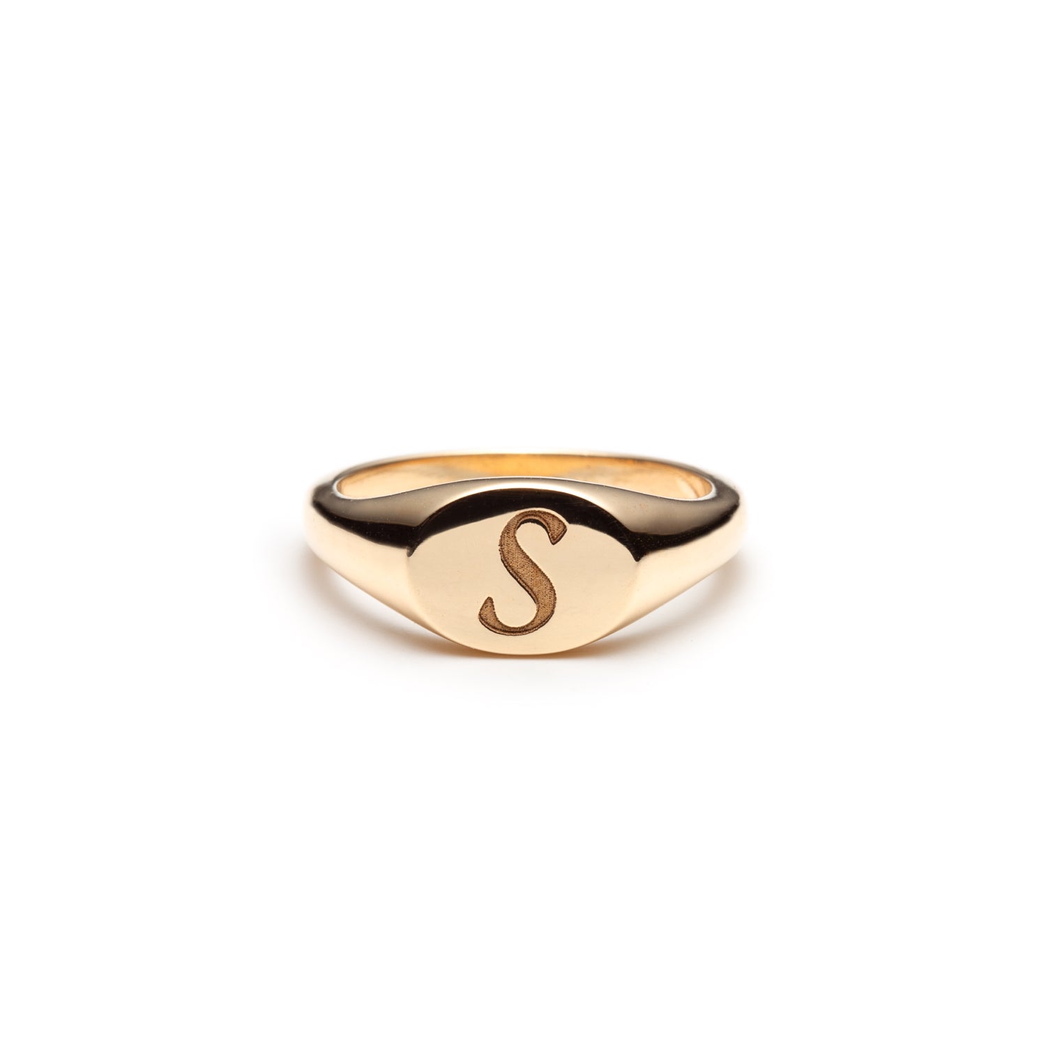 Engraved Initial Signet Ring in Yellow Gold