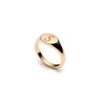 Engraved Initial Signet Ring in Yellow Gold Side View