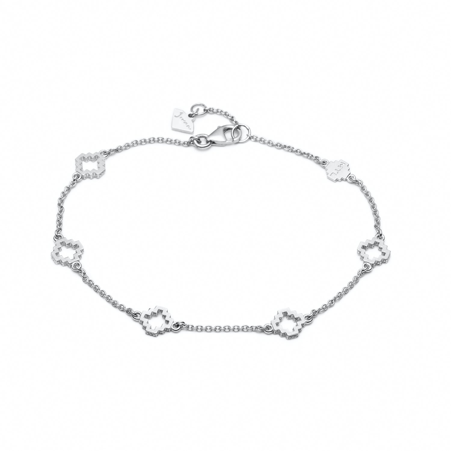 Five Mini Step Motif Bracelet in White Gold