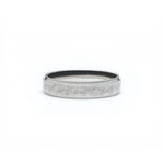 Hammered Finish Bevelled Edge 4-5 mm Wedding Band in White Gold