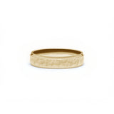 Hammered Finish Bevelled Edge 4-5 mm Wedding Band in Yellow Gold