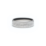 Hammered Finish Bevelled Edge 6-7 mm Wedding Band in White Gold