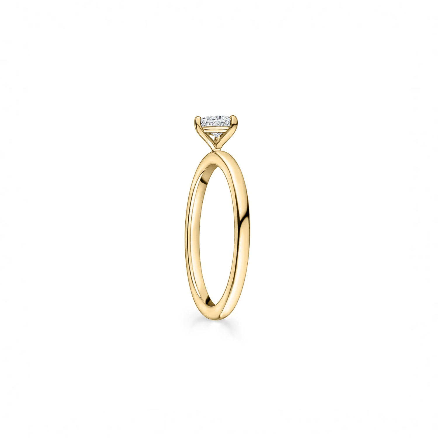 Heart-Shaped Diamond Solitaire Engagement Ring in Yellow Gold Side View