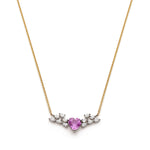 Heart-Shaped Pink Sapphire and Pear-Shaped Diamond Wing Necklace