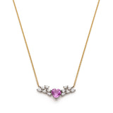 Heart-Shaped Pink Sapphire and Pear-Shaped Diamond Wing Necklace