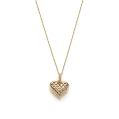 Heart of Mermaid Scale Motif Pendant in Yellow Gold Front View